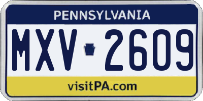 PA license plate MXV2609