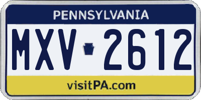 PA license plate MXV2612