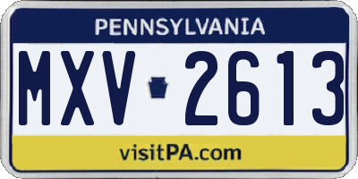 PA license plate MXV2613