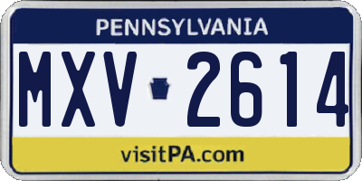 PA license plate MXV2614