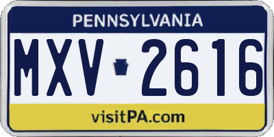 PA license plate MXV2616