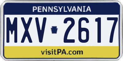 PA license plate MXV2617