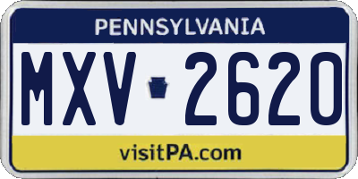 PA license plate MXV2620