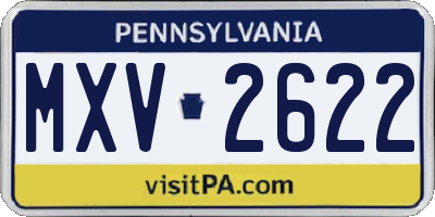 PA license plate MXV2622