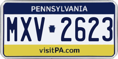 PA license plate MXV2623