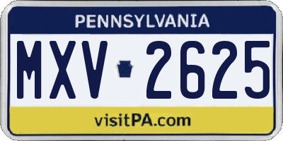 PA license plate MXV2625
