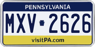 PA license plate MXV2626