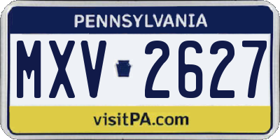 PA license plate MXV2627
