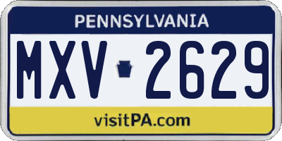 PA license plate MXV2629