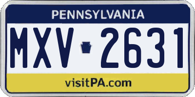 PA license plate MXV2631