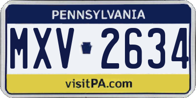 PA license plate MXV2634