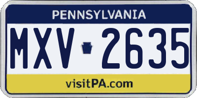 PA license plate MXV2635