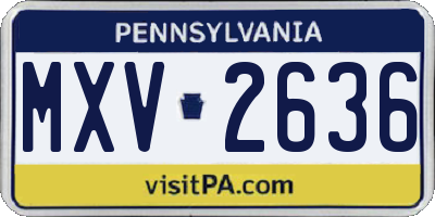 PA license plate MXV2636