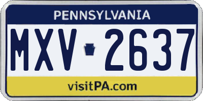 PA license plate MXV2637