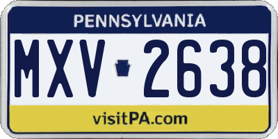 PA license plate MXV2638