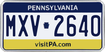 PA license plate MXV2640