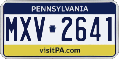 PA license plate MXV2641