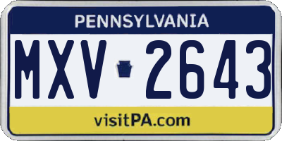 PA license plate MXV2643