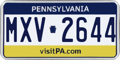 PA license plate MXV2644