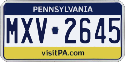 PA license plate MXV2645
