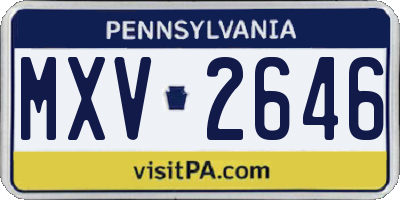 PA license plate MXV2646