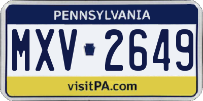 PA license plate MXV2649