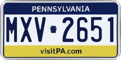 PA license plate MXV2651
