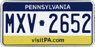PA license plate MXV2652