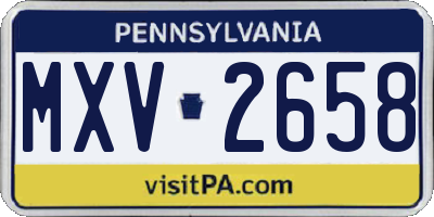 PA license plate MXV2658