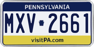 PA license plate MXV2661