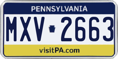 PA license plate MXV2663