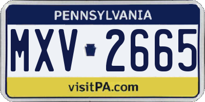 PA license plate MXV2665