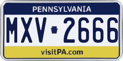 PA license plate MXV2666