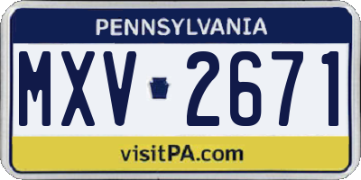 PA license plate MXV2671