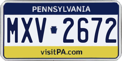 PA license plate MXV2672