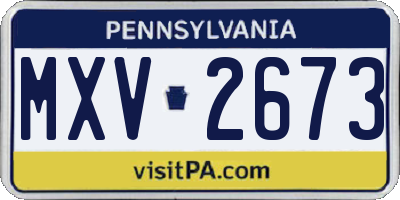 PA license plate MXV2673