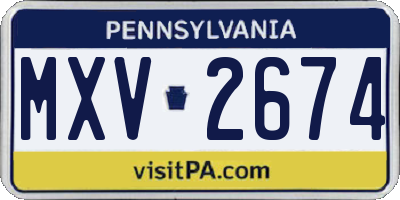 PA license plate MXV2674
