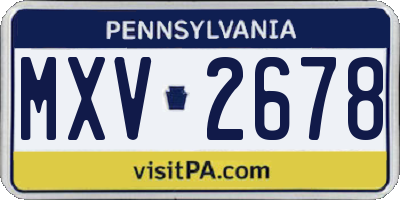 PA license plate MXV2678