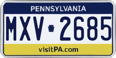 PA license plate MXV2685