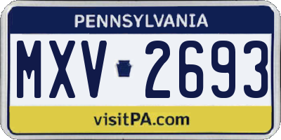 PA license plate MXV2693
