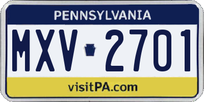 PA license plate MXV2701