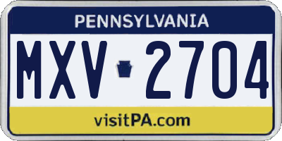 PA license plate MXV2704