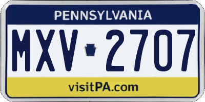 PA license plate MXV2707