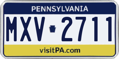 PA license plate MXV2711