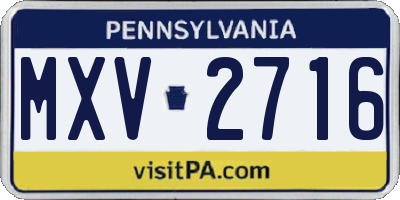 PA license plate MXV2716
