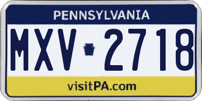 PA license plate MXV2718