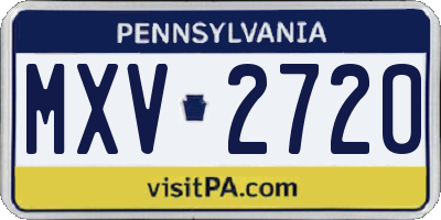 PA license plate MXV2720