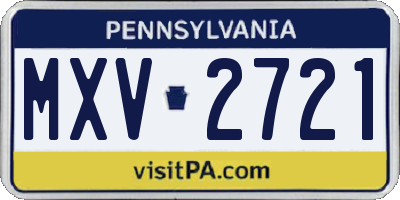 PA license plate MXV2721