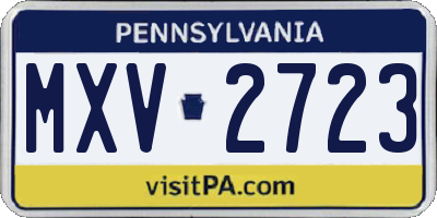 PA license plate MXV2723