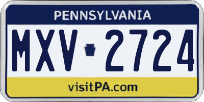 PA license plate MXV2724